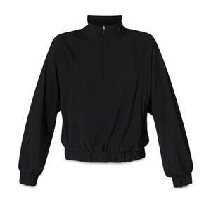 NWT Sweaty Betty Explorer Pullover Jacket in Black Cropped Cuff Half Zip Size S